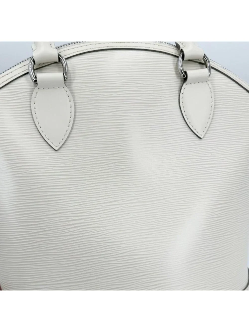 Louis Vuitton Tote Lockit PM Handbag Epi Leather Ivory Silver